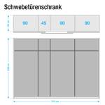 Schwebetürenschrank Bayamo Graphit/Mattglas Blau - 315 x 236 cm - 3 Türen