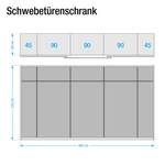 Schwebetürenschrank Bayamo Graphit/Mattglas Blau - 360 x 223 cm - 3 Türen
