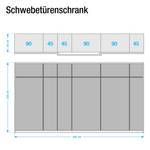 Schwebetürenschrank Bayamo Graphit/Mattglas Blau - 405 x 236 cm - 3 Türen