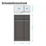 Schwebetürenschrank Beluga-Plus Hochglanz Sandgrau / Hochglanz Weiß / Alpinweiß - 136 x 236 cm - 2 Türen