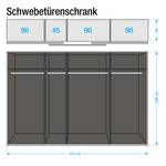 Schwebetürenschrank Beluga-Plus Hochglanz Sandgrau / Hochglanz Weiß / Alpinweiß - 315 x 236 cm - 3 Türen