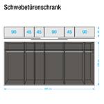 Schuifdeurkast Beluga hoogglans zandgrijs/wit alpinewit - 405 x 236 cm - 3 deuren