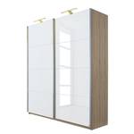 Schwebetürenschrank Beluga-Plus Hochglanz Weiß / Eiche Sonoma Dekor - 136 x 223 cm - 2 Türen