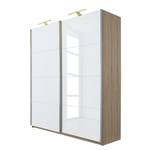 Armoire à portes coulissantes Beluga Blanc brillant / Imitation chêne de Sonoma - 181 x 223 cm - 2 porte