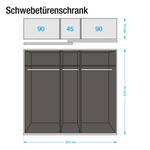 Schwebetürenschrank Beluga-Plus Hochglanz Weiß / Eiche Sonoma Dekor - 225 x 223 cm - 2 Türen