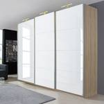 Armoire à portes coulissantes Beluga Blanc brillant / Imitation chêne de Sonoma - 315 x 223 cm - 3 portes