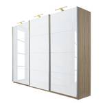 Armoire à portes coulissantes Beluga Blanc brillant / Imitation chêne de Sonoma - 405 x 223 cm - 3 portes