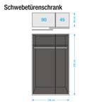 Schwebetürenschrank Beluga-Plus Hochglanz Weiß / Graphit - Verspiegelt - 136 x 236 cm - 2 Türen