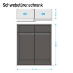 Schwebetürenschrank Beluga-Plus Hochglanz Weiß / Graphit - Verspiegelt - 181 x 223 cm - 2 Türen