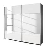Armoire à portes coulissantes Beluga Blanc brillant / Miroir couleur graphite - 181 x 236 cm - 2 porte