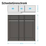 Schwebetürenschrank Beluga-Plus Hochglanz Weiß / Graphit - Verspiegelt - 225 x 236 cm - 2 Türen