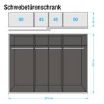 Schuifdeurkast Beluga hoogglans wit/verspiegeld grafietkleurig - 270 x 223 cm - 2 deuren