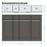 Schwebetürenschrank Beluga-Plus Hochglanz Weiß / Graphit - Verspiegelt - 315 x 236 cm - 3 Türen