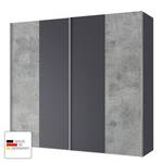 Armoire à portes coulissantes Cando Imitation béton / Graphite - Largeur : 200 cm - 2 porte