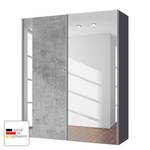 Armoire à portes coulissantes Cando Imitation béton / Verre miroir - Largeur : 150 cm - 2 porte