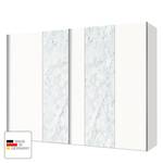 Armoire à portes coulissantes Cando Imitation marbre / Blanc polaire - Largeur : 250 cm - 2 porte