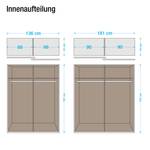 Schwebetürenschrank Corridore Alpinweiß/Glaauflage Basalt - Schrankbreite: 181 cm - 2-türig