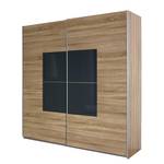 Armoire à portes coulissantes Corridore Chêne de Sonoma Élément en verre : couleur basalte 136 cm 2-ürig