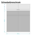 Schuifdeurkast Curve Alpinewit/grijs glas