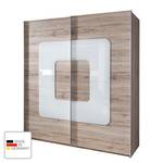 Schuifdeurkast Curve San Remo eikenhouten look/wit glas