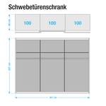 Schwebetürenschrank Dassow Silber / Schwarz - Breite: 301 cm - 3 Türen