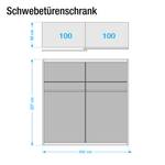 Schuifdeurkast Dassow Wit - Breedte: 202 cm - 2 deuren