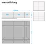 Schuifdeurkast Dubai II alpinewit - Breedte: 250 cm - Zonder passe-partout lijst