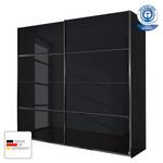 Zweefdeurkast Erlangen incl. verlichting - Basalt glas/Grijs metallic - Breedte: 226 cm