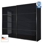 Schwebetürenschrank Erlangen inkl. Beleuchtung - Glas Basalt / Graumetallic - Breite: 271 cm