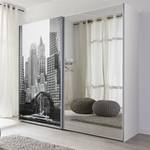 Armoire à portes coulissantes Kalkhorst Blanc - Largeur : 236 cm - 1 miroir