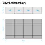 Schwebetürenschrank Kentucky Alpinweiß/Eiche massiv - 400 x 216 cm - Mit Passepartoutrahmen