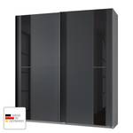 Schwebetürenschrank Kiel Anthrazit / Glas Schwarz