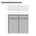 Schwebetürenschrank KiYDOO I Hochglanz Weiß / Eiche Stirling Dekor - 226 x 210 cm - Comfort