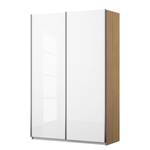 Armoire à portes coulissantes KiYDOO I Blanc brillant / Imitation chêne de Riviera - 136 x 210 cm - Confort
