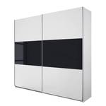 Armoire à portes coulissantes Loriga Blanc alpin / Verre noir - Largeur : 175 cm