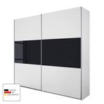 Schwebetürenschrank Loriga Alpinweiß / Glas Schwarz - Breite: 175 cm