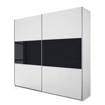 Armoire à portes coulissantes Loriga Blanc alpin / Verre noir - Largeur : 261 cm