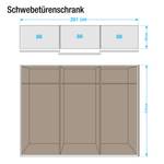 Zweefdeurkast Loriga Lichte San Remo eikenhouten look/wit glas - Breedte: 261 cm