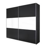 Armoire à portes coulissantes Loriga Gris métallisé / Verre blanc - Largeur : 218 cm