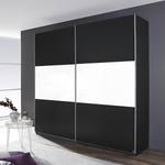 Armoire à portes coulissantes Loriga Gris métallisé / Verre blanc - Largeur : 218 cm