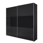 Schwebetürenschrank Loriga Graumetallic / Glas Schwarz - Breite: 175 cm