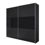 Zweefdeurkast Loriga Metallic grijs/zwart glas - Breedte: 218 cm