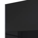 Armoire à portes coulissantes Loriga Gris métallisé / Verre noir - Largeur : 218 cm