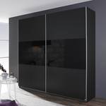 Armoire à portes coulissantes Loriga Gris métallisé / Verre noir - Largeur : 261 cm