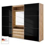 Schwebetürenschrank Magic Glas I Glas Grau / Plankeneiche Dekor - Höhe: 216 cm