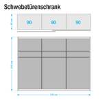 Schuifdeurkast Mondrian Alpinewit/grijs glas - Breedte: 270 cm