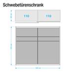 Schuifdeurkast Mondrian Alpinewit/braamkleurig glas - Breedte: 225 cm