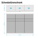 Schwebetürenschrank Mondrian Alpinweiß / Glas Brombeer - Breite: 270 cm