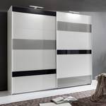 Schuifdeurkast Mondrian Alpinewit/grijs glas - Breedte: 225 cm