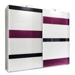 Schuifdeurkast Mondrian Alpinewit/braamkleurig glas - Breedte: 270 cm